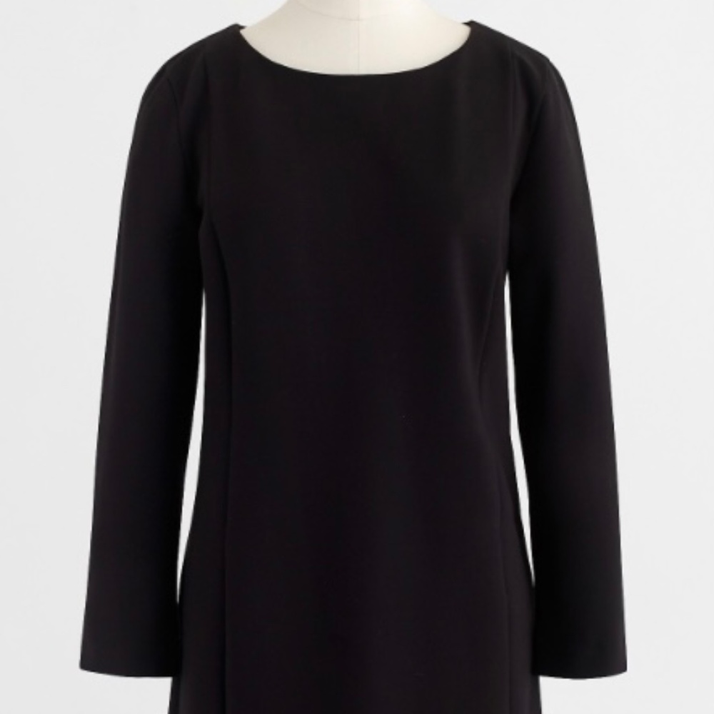 J Crew Black 12 Long Sleeve Ponte Dress Classic Timeless Cottagecore Coastal